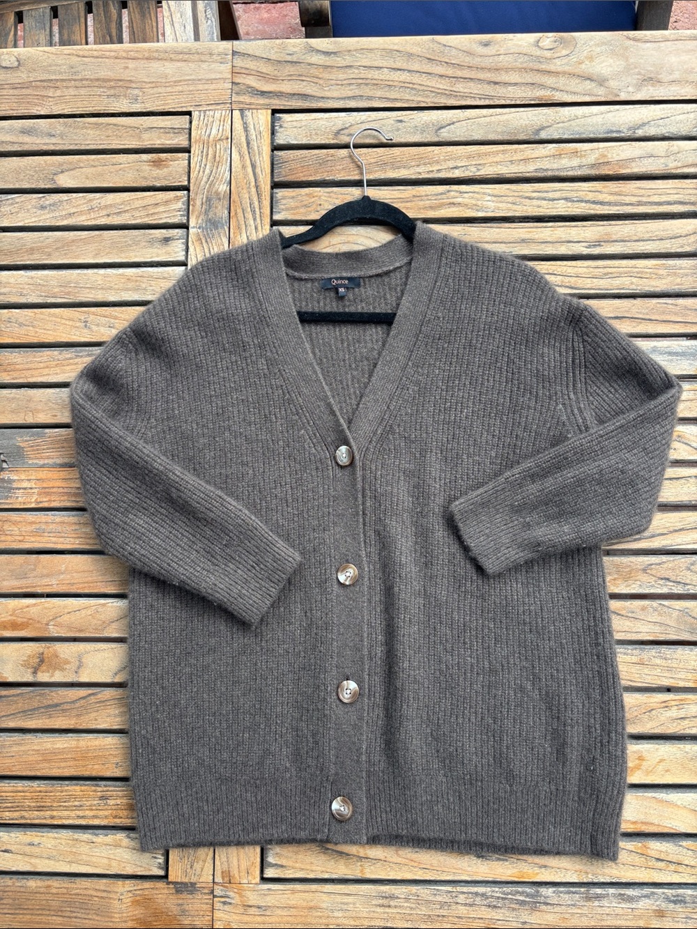 Quince Mongolian Cashmere Oversized Boyfriend Cardigan Sweater Brown XS - Picture 9 of 16